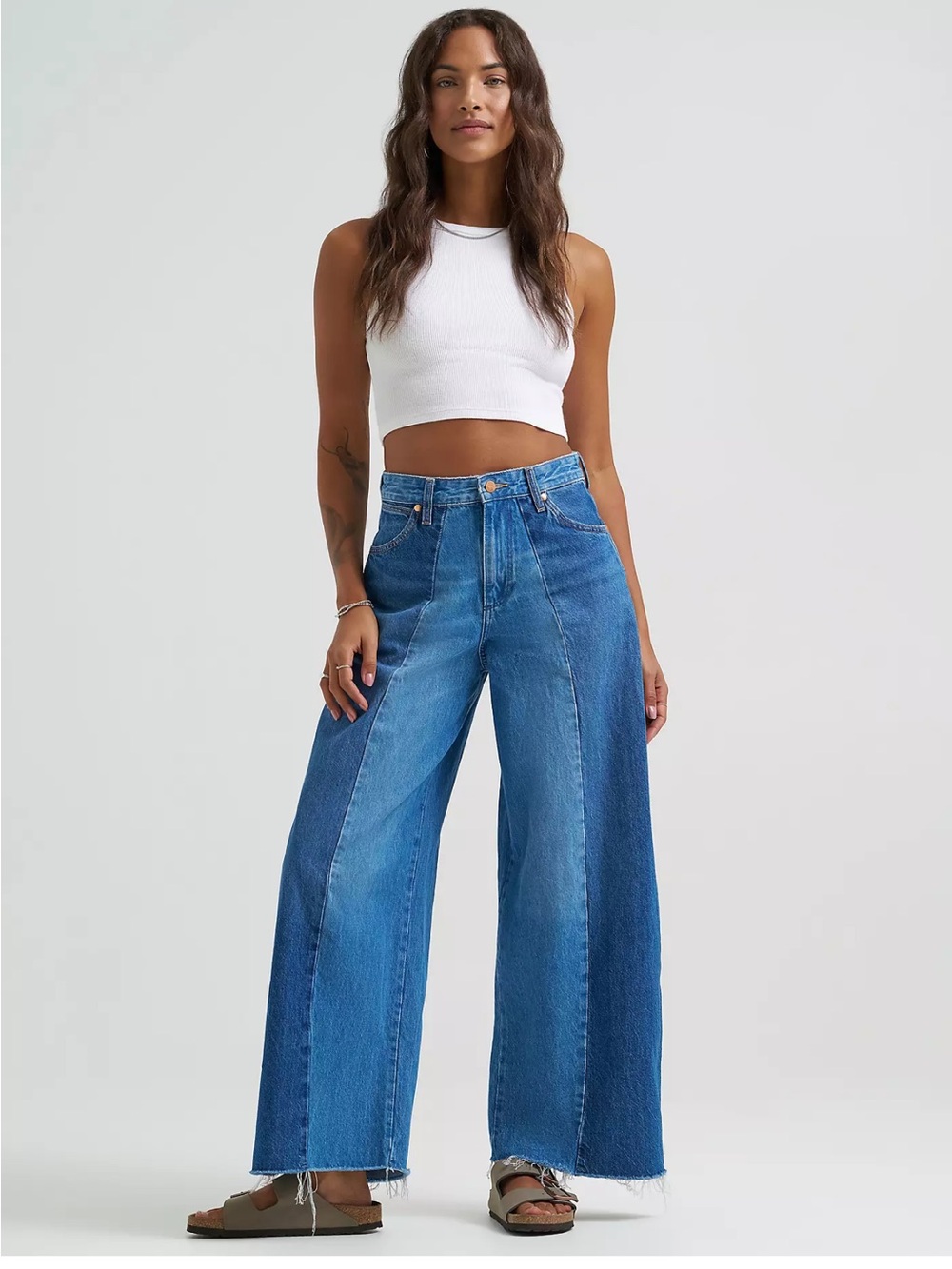 Wrangler Two-Tone Blue Wide Leg Jeans